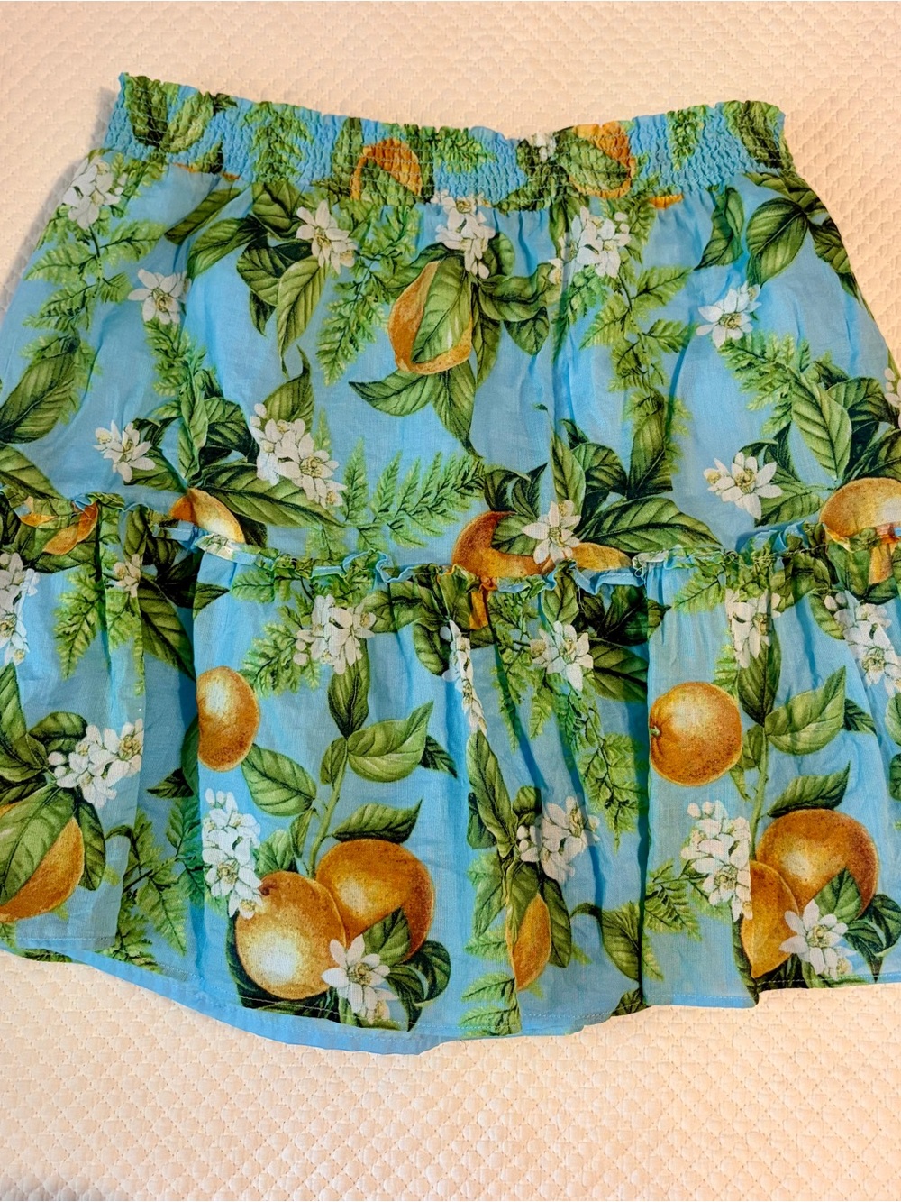 4/$25 BB Dakota Women’s Blue Tropical Citrus Tiered Skirt